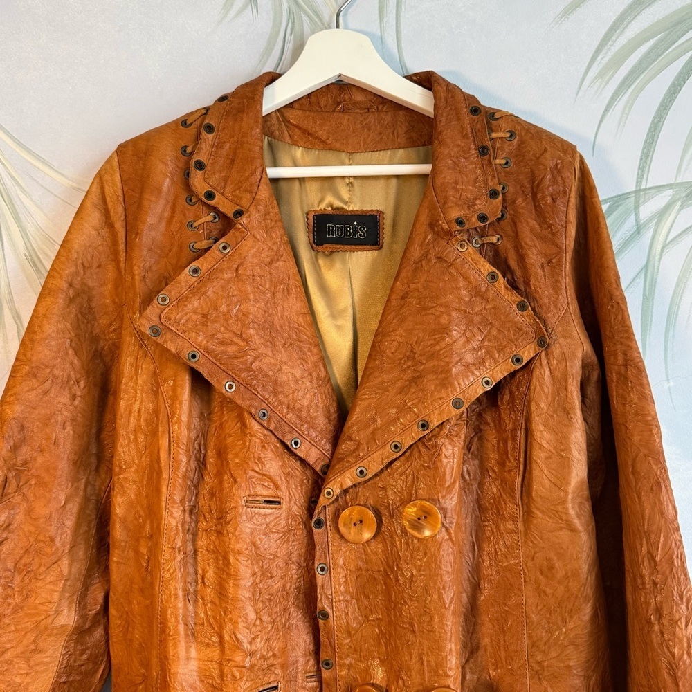 Rubie's boho Brown handmade leather jacket, Size L, NWOT - Picture 2 of 16